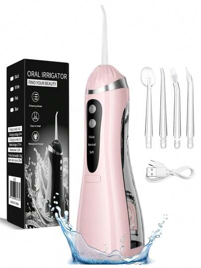 口腔冲洗器便携式水牙线可充电 3 种模式无绳牙科水喷射器用于清洁牙齿适合旅行和家庭