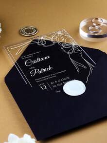 Invitación de boda de acrílico opaco, invitación de boda de acrílico opaco minimalista, invitación de acrílico mínima, moderna, simple, invitaciones de boda de acrílico, invitaciones de boda de acrílico, invitaciones de acrílico transparente, invitaciones de lujo, invitaciones elegantes - Multicolor - Ver 4
