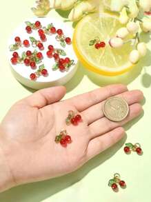5/10/20/30pcs Cherry Pendant Fruit Charm, Red Glass Bead Jewelry Accessories, For DIY Necklace, Earring, Bracelet, Phone Chain, Craft Supplies