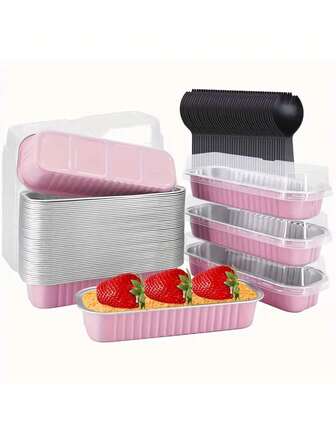 30 piezas (10 cajas + 10 tapas + 10 cucharas) Cajas rectangulares con tapa para envasado para hornear, cajas de postre de gran capacidad creativas y minimalistas de uso práctico y multifuncional, adecuadas para queso a la parrilla, boniato, sushi, durian asado, pan, tienda de postres, restaurante, cocina, hogar, fiesta, boda, graduación, Halloween, Navidad