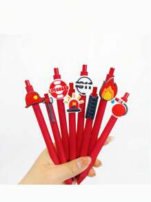 15pcs/Set Round Ball Pen With Fire Safety Promotional Design, Random Style