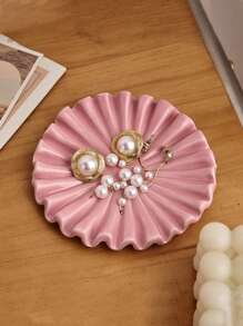 1pc Nordic Style Ceramic Wave Trinket Dish, Ins Style Ceramic Home Decor, Bedroom Decor, Holiday Gift, Birthday Blessing, For Boyfriend Or Girlfriend For Women Storage Organizer Travel Essentials Gift