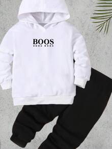 Baby Boy's Kangaroo Sweatshirt Set Kids Flannel Top And Pants For Boys And Girls Winter - trắng - Xem 2