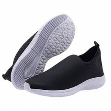 Tênis Meia Feminino Calce Fácil Ortopédico Esportivo Sneaker Slip On Casual confortável dia dia Academia envio imediato - Preto - Visão 1
