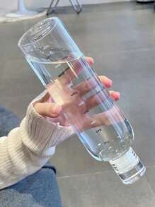1pc Simple Design Scaled Water Cup, Plastic Bottle, Portable, Heat-Resistant, Shockproof, Sports Water Bottle