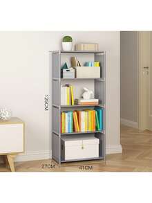 Librería 4 compartimentos estantería vertical madera moderna multiusos libros objetos oficina sala estudio dormitorio estructura sólida fácil montaje ordena y optimiza espacio reducido diseño funcional - Gris - Ver 4