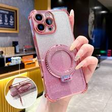 Funda de teléfono transparente con electrochapado, amortiguador de golpes y soporte para espejo, resistente al agua, a caídas y arañazos para iPhone 16/15/14/13/12/11/XS/XR/XSMAX/PLUS/X6A/X7B/X8B y Galaxy Note20/J7 2017/M30S/A34/A35/A53/A54/A55