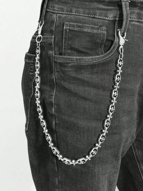 Gothic Cross Chain Linked Men's Body Chain, Hip-Hop Fashion Clothing Accessories Pants Chain