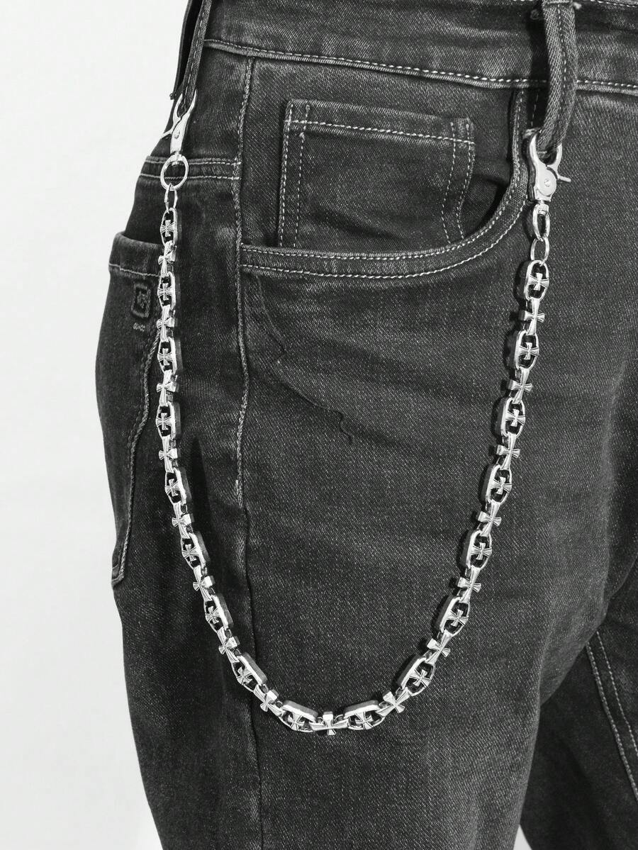哥特式十字链男士身体链，嘻哈时尚服装配饰裤链