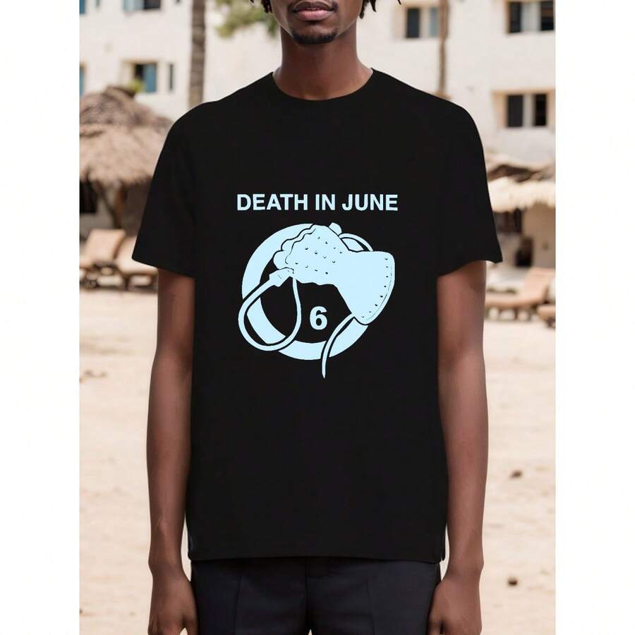 Minimalist | Death In June Whip Hand 6 Graphic T-Shirt - Men's Casual Black Cotton Tee With White Print, Machine Washable, All-Season Comfort - 黑色 - 查看 1
