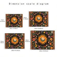 1 pezzo Arazzo in poliestere colorato con sole e fiori, opera d'arte da parete decorativa di stile bohémien, ideale per decorare il soggiorno, la camera da letto, lo studio di yoga e lo spazio di meditazione, un'idea regalo unica per gli amanti della natura