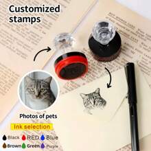 Timbre personnalisé de portrait rond d'animal de compagnie, timbre de logo, 4 cm, 6 options de couleurs (noir, bleu, rouge, vert, violet, marron), souvenir personnalisé, cadeau pour l'anniversaire, Thanksgiving, Noël, timbre amusant de portrait mignon d'animal de compagnie convenant pour les enveloppes et l'envoi postal