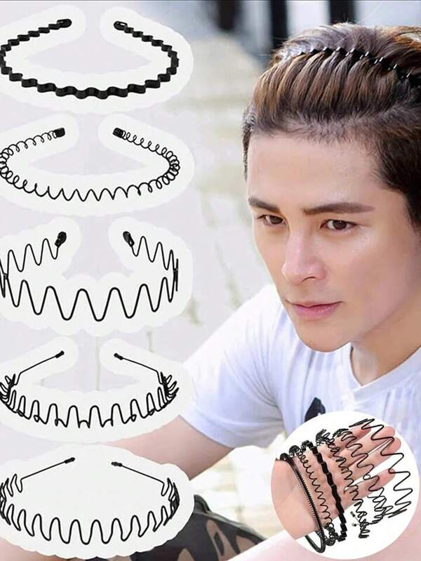 3pcs Men's Wave Headband For Daily & Sports Wear