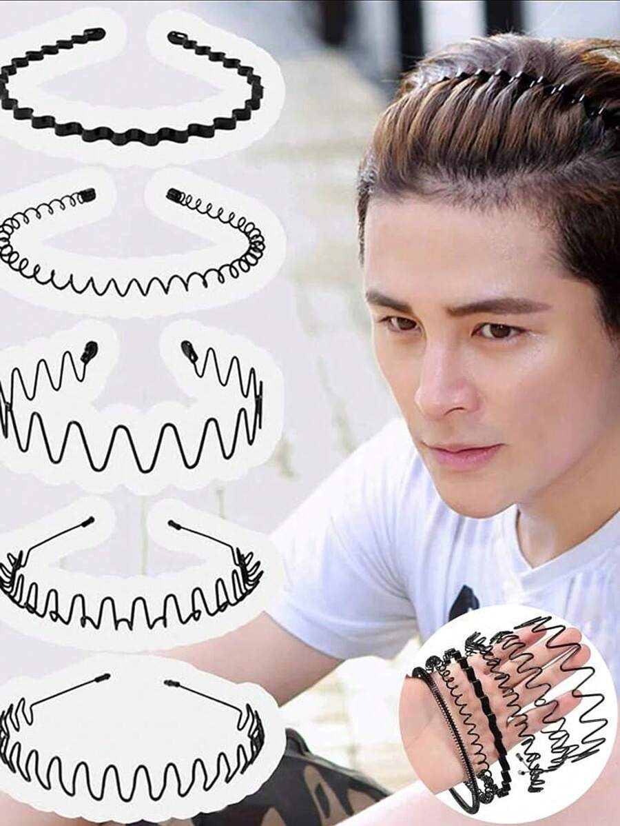 3pcs Men's Wave Headband For Daily & Sports Wear