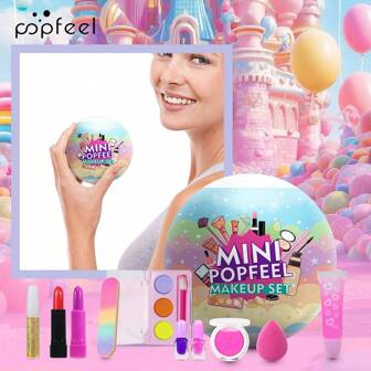 POPFEEL POPFEEL Makeup Gift Set - Pink Stage Lipstick, Lip Gloss, Blush, Eyeshadow Palette, Concealer. Suitable For Beginners And Professionals. Birthday And Holiday Gift Set