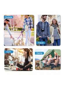 1 件装水瓶袋，带手机袋，适用于 40/30 盎司玻璃杯，带手柄，带可调节肩带，钥匙钩，适合徒步旅行露营运动水瓶套隔热袋斜挎包 - 彩色 - 查看 5