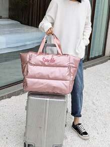 1pc Women's Personalized Pearlescent Colorful Yoga Bag, Multi-Function Travel Bag Fashion Versatile Shoulder Bag, Wet And Dry Separation Fitness Bag With Large Capacity For Yoga Mat Storage, Luggage Bag For Business Trip And Travel, Embroidered Custom Letter Bag, Multi-Functional Portable Handbag And Carry-On Bag, Gift For Family, Friends, Mother, Can Be Used As Mother's Day, Valentine's Day, Nurse's Day, Christmas, Birthday Gifts