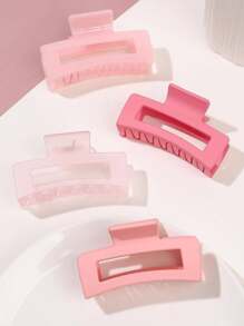 4 Stück Morandi Rosa rechteckige Haarklemmen, mädchenhafte Halbdutt Haargummis, Cut Out Haarspangen als lässige elegante Accessoires, praktisches Geschenk für Schule, Thanksgiving, Jahrestag Sommer