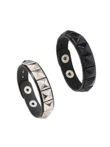 1 pieza Brazalete de puño cuadrado con remaches de estilo punk, accesorio unisex personalizado para fotografía callejera, discoteca de Halloween, minimalista de pulsera adecuado para uso diario y como regalo