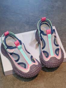 Kids Hollow Out Colorblock Sports Sandals, Fashion Casual Running Shoes For Big Children Girls