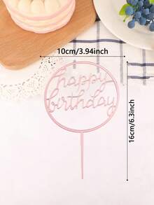 随机 6 件生日快乐蛋糕装饰闪光蛋糕挑选用于庆祝周年主题派对蛋糕装饰用品浅粉色婴儿洗礼