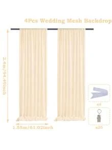 1Pc/2Pcs Champagne/Beige Tulle Backdrop Curtains, Transparent/Sheer Background Curtains,DIY Rustic Wedding Accessories,Wedding Birthday Party Supplies,Valance Gauze For Romantic Wedding Bride Shower Birthday Party Background Decor, Holiday Party Photography Background Decor,Hanging Curtain Background Decor(Come With 5/10 Clips)