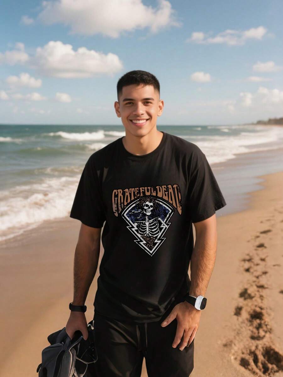 Playera Camisetas para hombre con estampado de - Estilo musical de rock y psicodélico - Negro - Ver 1