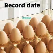 30枚鸡蛋容量冰箱鸡蛋收纳架，三层侧装式支架，带日期追踪功能，耐用塑料蛋盒，适用于厨房和餐厅冰箱侧门