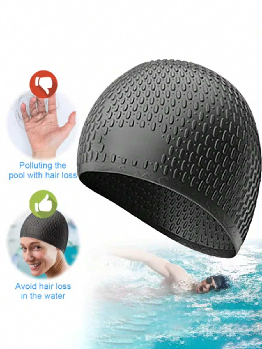 Unisex Silicone Swimming Cap Large Bathing Caps For Long Hair Professional Waterproof Ear Protection Provides High Elasticity