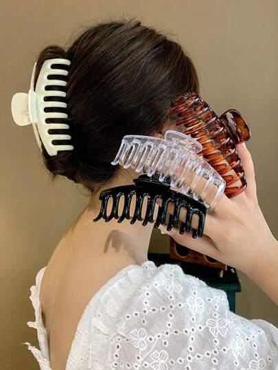 4 peças brilhantes pretas, brancas, transparentes, cor âmbar, grandes 11 cm/4,33 pol. Grampos de cabelo de plástico com garra de dragão, moda versátil, estilo elegante e simples, adequado para uso diário, casual, festa, deslocamento, férias, rabo de cavalo, coque, sabonete facial, maquiagem, acessório de roupa, grampo de cabelo, grampos de cabelo, grampo de cabelo, grampo de cabelo, grampo de cabelo, acessórios de cabelo para mulheres, grampo de garra, outono e inverno