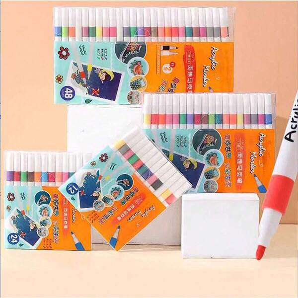 36Colors Water-Based Acrylic Marker Pens, And Odorless, Washable, For Art, Anime, Painting And Sketching Back To School