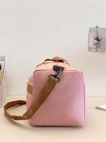 1pc Nylon Contrast Color Handbag, Travel Bag With Wet And Dry Separation, Shoe Compartment, Crossbody Strap, Suitable For Men & Women