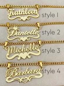 1pc Gold Variety Of Styles Can Be Customized Personalized Children Stainless Steel Heart Tag Personalized Name Necklace, Detachable Chain, Stylish Personalized Jewelry, Fashion Accessories, The Best Gift For Friends And Family, Suitable For Everyday And Party Occasions, Christmas Holidays All Season Elegant And Hip Hop Style,Multi-Functional,Ornamental,Letter,Stylish,Vintage,Adorable,Cute,Custom,Personalised,Unique,Customized,Ideal Gifts For Him,Ideal Gifts For Her,Son,Daughter