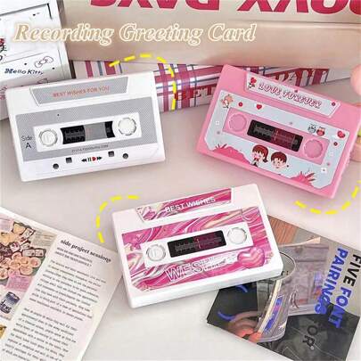 1PC 60 Second Recording Greeting Card Message Tape Handmade Anniversary Gift Blessing Surprise For Birthdays DIY Personalized Cassette