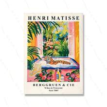 Moldura opcional de 1 peça, estampa moderna para banheiro, leopardo, chita, tigre, lince, arte de parede, maximalismo, Henri Matisse, imagens de animais, rosa, decoração tropical para banheiro - Multicolorido - Ver 15