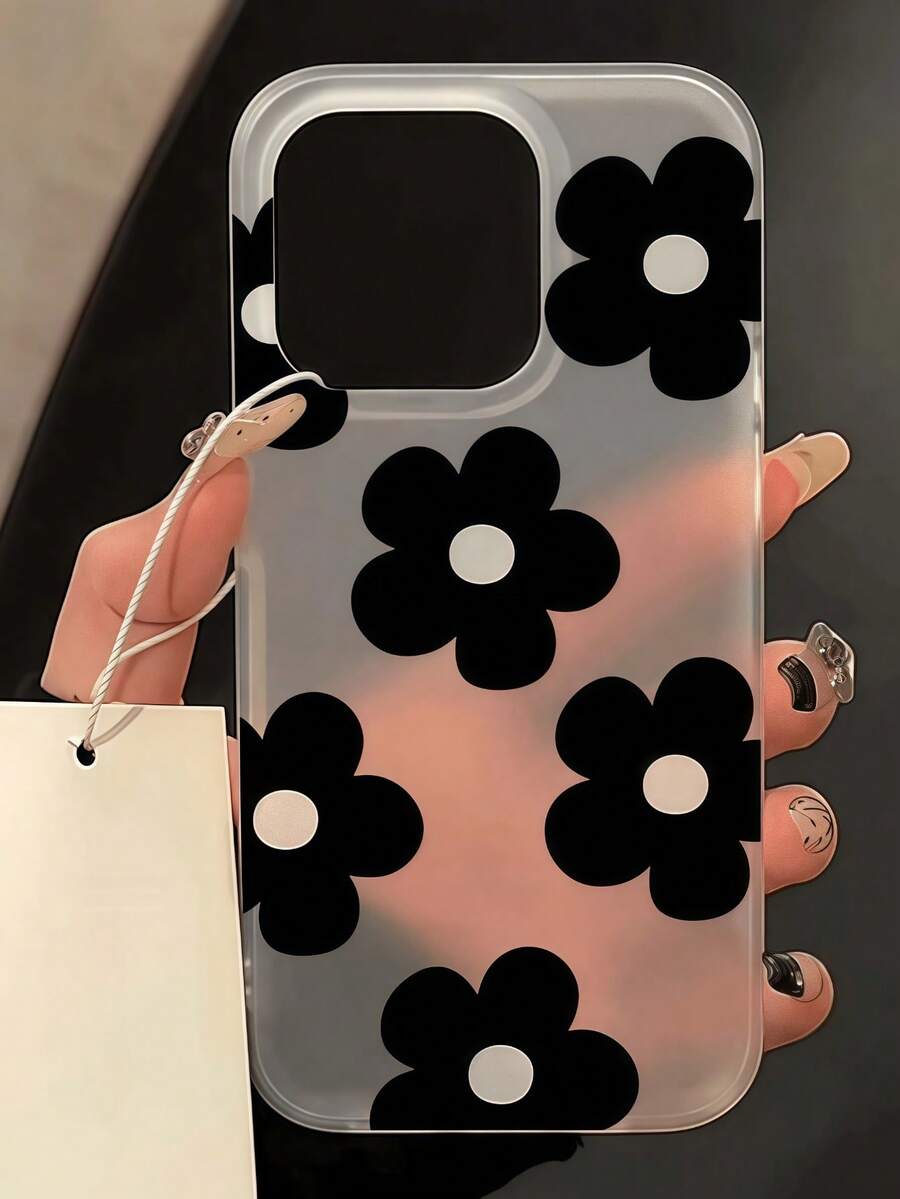 花朵 1 件花卉彩绘半透明哑光 TPU 手机壳适用于 16 15 14 13 12 11 Pro Max 防水防震防摔防刮 - 彩色 - 查看 1