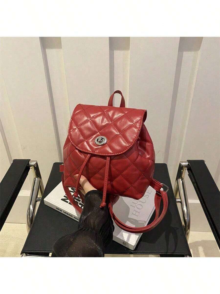 Small Perfume Shoulder Bag For Women - Fashionable Commuter Backpack With Diamond Detail In A Compact Bucket Shape, School Backpack