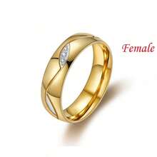 Nhẫn đôi mạ vàng 18K, kiểu dáng tối giản, đính đá Cubic Zirconia hình tròn, chất liệu thép không gỉ, thích hợp làm quà tặng lãng mạn cho đám cưới, lễ đính hôn, ngày Valentine hoặc hẹn hò, dùng để trang trí hàng ngày. - nhẫn đôi - Xem 32