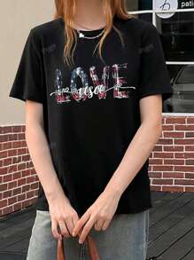 I Love America T-Shirt, America Independence Day Shirt, Soft T-Shirt, Patriotic Apparel, Black Fashionable Women's T-Shirt, Red White Blue, America