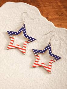1 Pair Fashionable USA Flag Earrings, Suitable For Parties And Gatherings - one-size - View 13