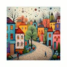 Set pittura diamante 5D fai-da-te, casa colorata, dipinto a diamante di edificio, pittura a diamante completa, ricamo punto croce, opera d'arte per decorazione da parete, ideale per principianti come regalo a sorpresa