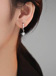 1 Pair Exquisite Hexagram Star Earrings, High-End Design Fashion Personalized Star Stud Earrings, Minimalist Style