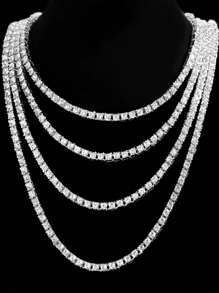 Hip Hop Jewelry Cubic Zirconia Iced Out Tennis Chain Iced Out 18k Gold Plated Bling Necklace For Women Men