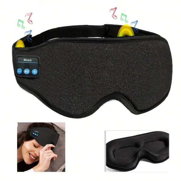 1 Stück 3D Schlafmaske mit BT 5.2 Kopfhörern, kabellose Musik Augenmaske mit nicht zusammengedrückter Augenkontur, geeignet für Seitenschläfer, das beste Geschenk und Reiseessenzial, mit integriertem Typ-C Datenkabel