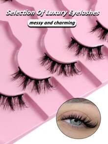 7 Pairs Rikuaild Natural Fluffy Half-Strip Eyelashes, Soft Wool Thick False Eyelashes, Delicate Corner Lashes - Bulu Mata Alami - View 5