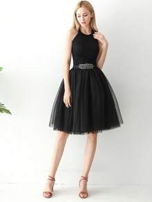 1 Pc Midi Length Tulle Tutu Skirt For Halloween Cosplay Wedding Party Black Dark Green Dusty Rose White Pink Fall Clothes For Women - Multicolor - View 5