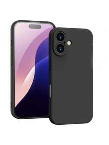 1pc Luxury Solid Color Shockproof Phone Case With Camera Protection, Compatible With Apple 18/18Pro/18promax/17/17Air/17pro/17promax/16/16pro/16plus/16promax/16 15 14 13 12 11 Pro Max Plus Series, Shock Absorption Air Cushion Function, Durable TPU Material Cover Accessory Set - Black - View 7