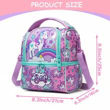 1pc Cute Double Layer Crossbody Bag, Women's, Can Be Used As Backpack, Insulated, Keeps Warm/Cold/Fresh, With Adjustable Shoulder Strap - Children's Double Layer Lunch Bag - View 6