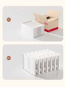 1 件可折叠可堆叠鞋盒，大容量，多层，加厚，防尘，透明入口储物整理器，适用于家庭/宿舍 - 白色 - 查看 7