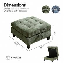 Advwin Oversized Modular Sectional Sofa, 5/6/7/8 Seat Plush Chenille Couch With Storage Ottoman & Thick Cushions, Modern Comfy Convertible L Shaped Sleeper Sofa Bed For Living Room, Green - 綠色 - 查看 11